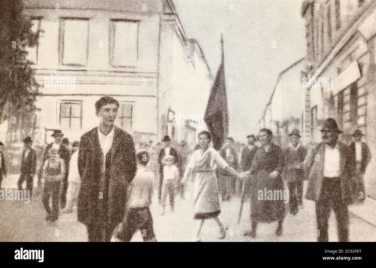 Manifestation de travailleurs à Vukovar en 1920. Banque D'Images