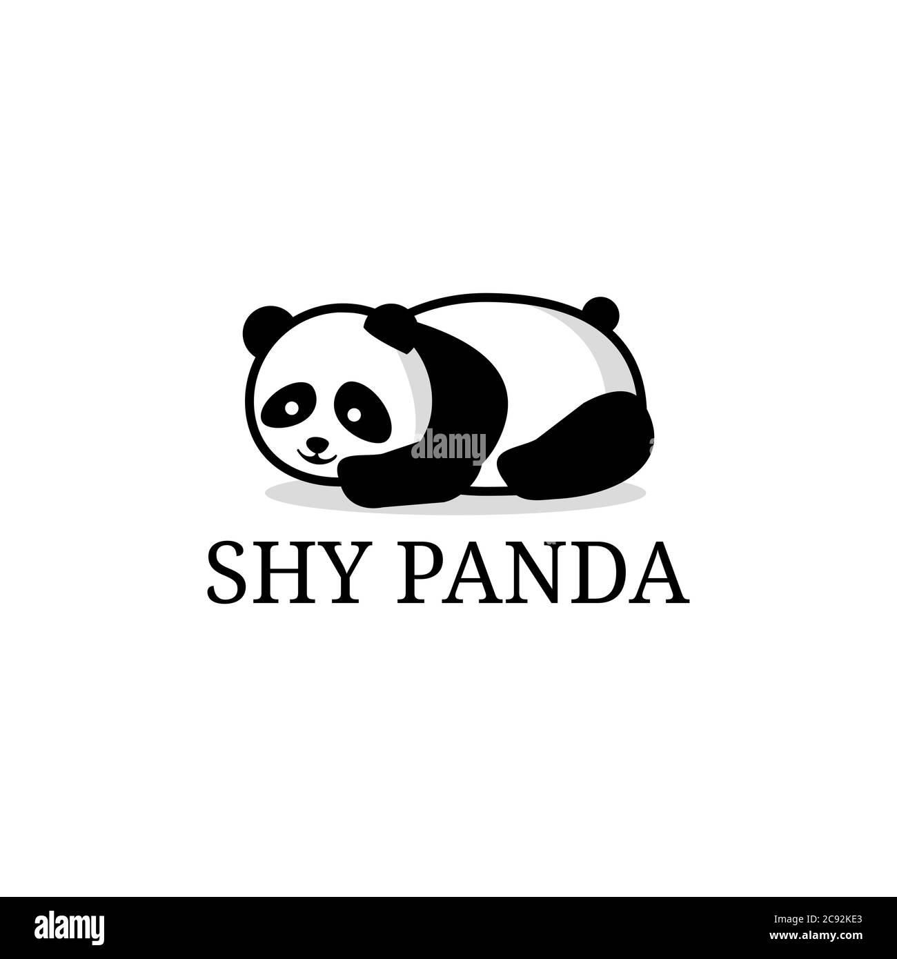 shy panda dessin animé logo dessins vecteur, paresseux panda animal de soin modèle de conception de vecteur Illustration de Vecteur