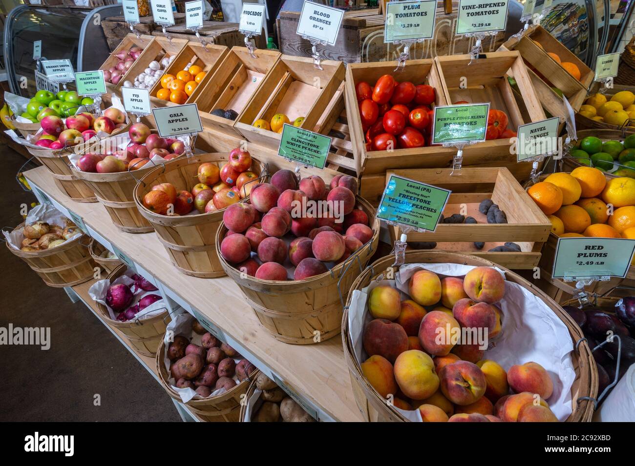 Produits frais sur le marché alimentaire local, Pennsylvanie, États-Unis Banque D'Images