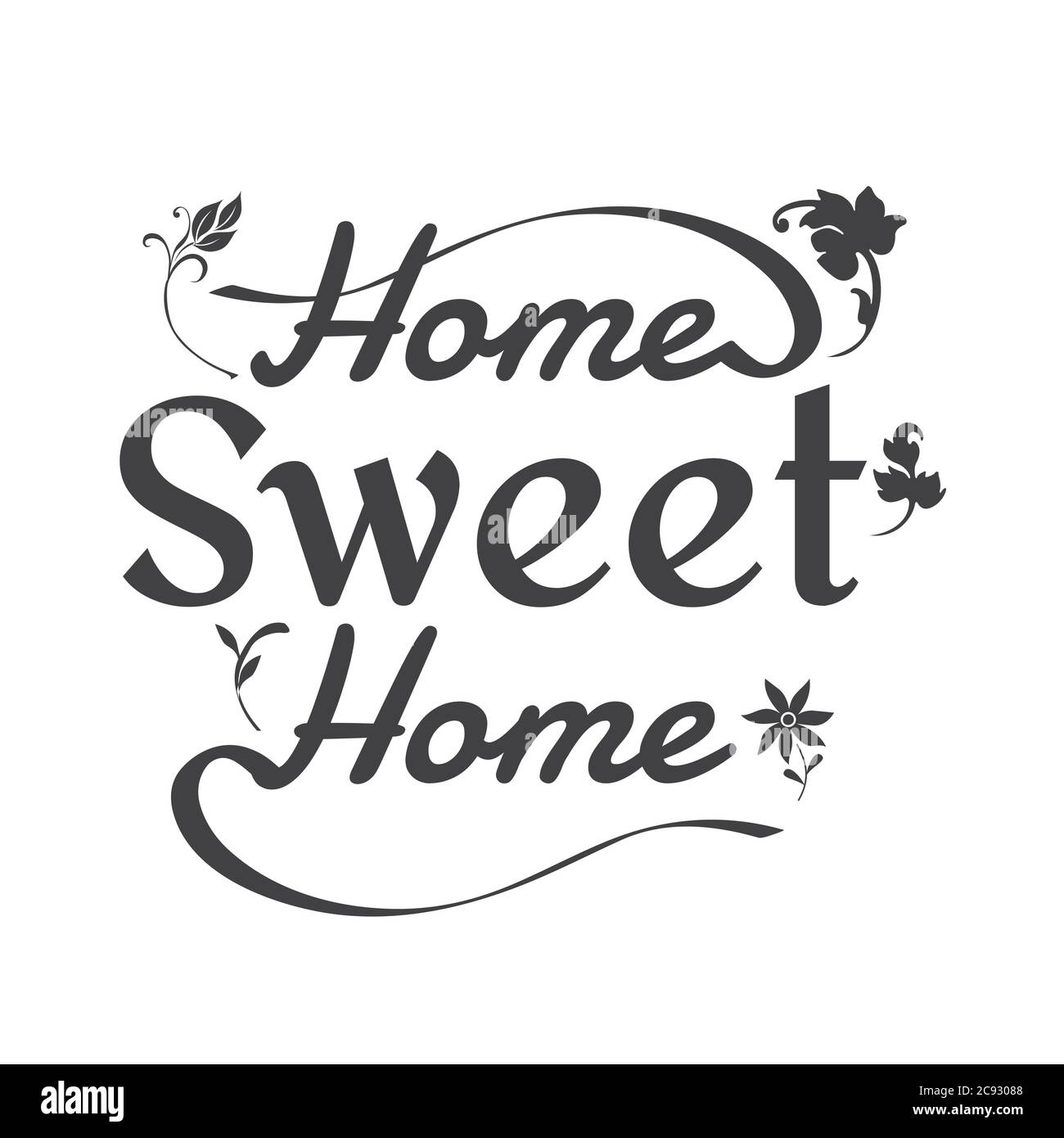 Home Sweet Home sign on white background. télévision style. Décoration d'inscription pour votre site web design, logo, app, l'assurance-chômage. Sweet Home symbole. Sweet Home laurel wr Illustration de Vecteur