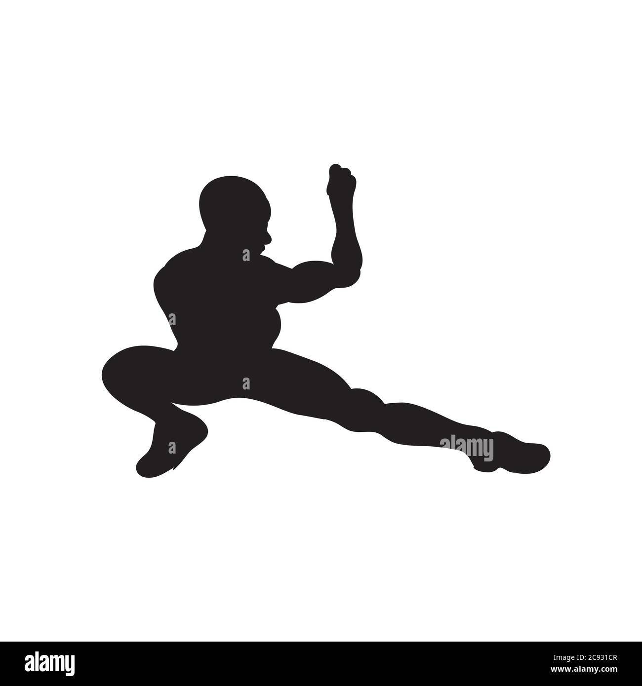 Silhouettes vectorielles de l'homme sportif s'étirant et se moquant, l'entraînement progresse. Icônes de fitness isolées sur fond blanc. Illustration de Vecteur