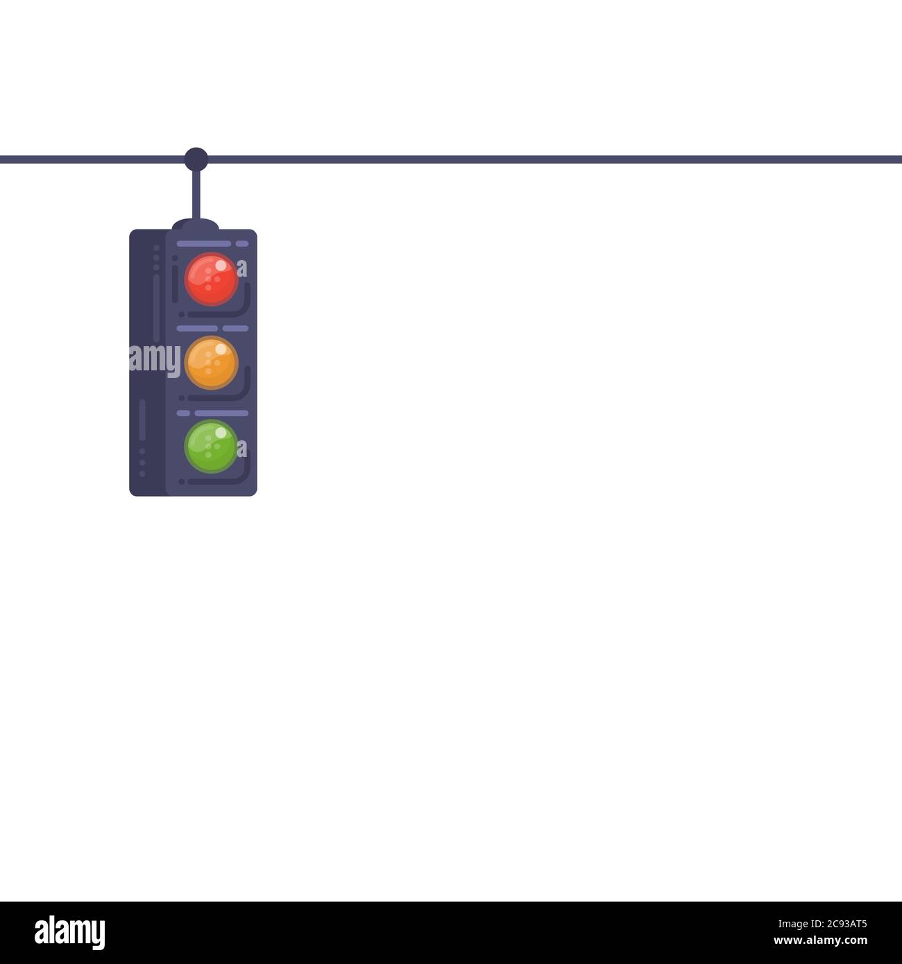 Bannière de feu de circulation avec fond blanc. Feu de circulation sur fil. Feu de stop de sécurité sur route. Vecteur de style moderne avec lignes. Illustration de Vecteur