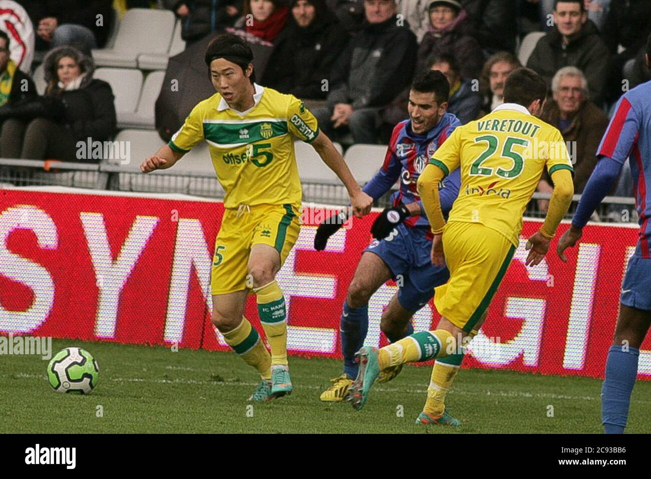 Yong-Jae Lee pendant la Ligue 1 2012 - 2013, FC Nantes - SM Caenl sur Décemberr 15 2012 au Stade de la Beaujoire, Nantes - photo Laurent Lairys / DPPI Banque D'Images