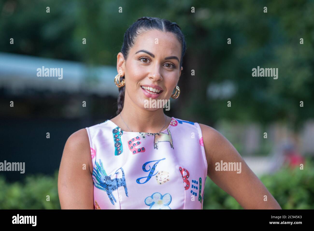 Roma, Italie. 28 juillet 2020. Francesca Romana d'Andrea, conférencier de radio Dimensione Suono Romadoring le phocall de la cérémonie de remise de la Pellicola d'Oro 2020 à la Casa del Cinema à Rome (photo de Matteo Nardone/Pacific Press) Credit: Pacific Press Media production Corp./Alay Live News Banque D'Images