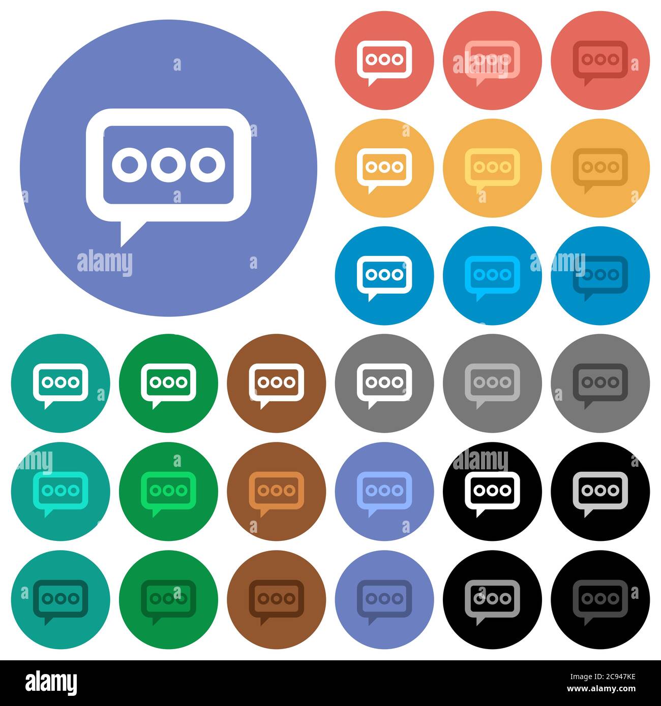 Icônes plates multicolores de la discussion de travail sur fond rond. Inclus des variations d'icônes blanches, claires et sombres pour les effets de survol et d'état actif, et bo Illustration de Vecteur