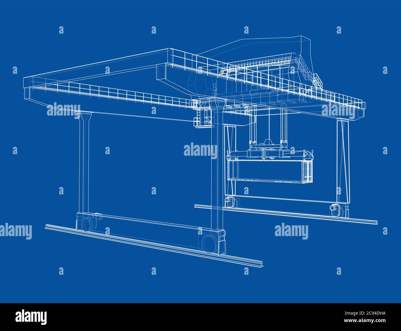 Contour de la grue du conteneur du statif monté sur rail Illustration de Vecteur