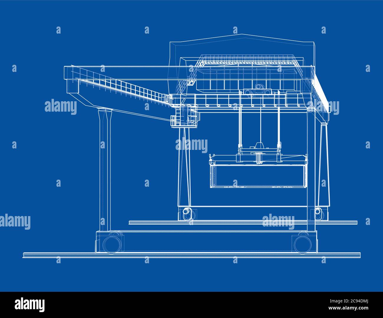 Contour de la grue du conteneur du statif monté sur rail Illustration de Vecteur