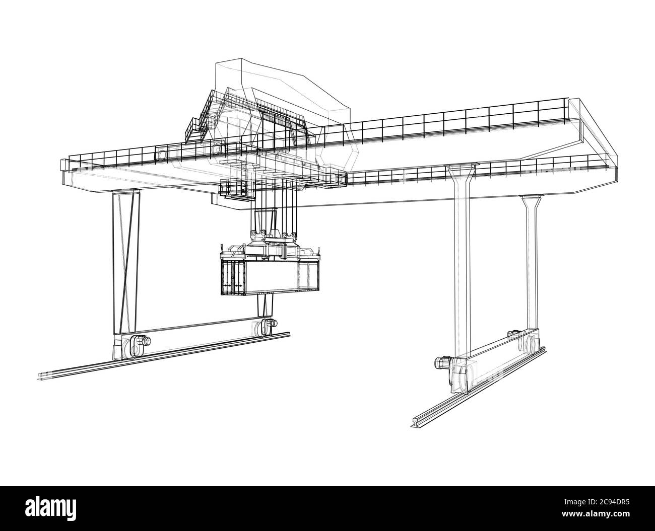 Contour de la grue du conteneur du statif monté sur rail Illustration de Vecteur