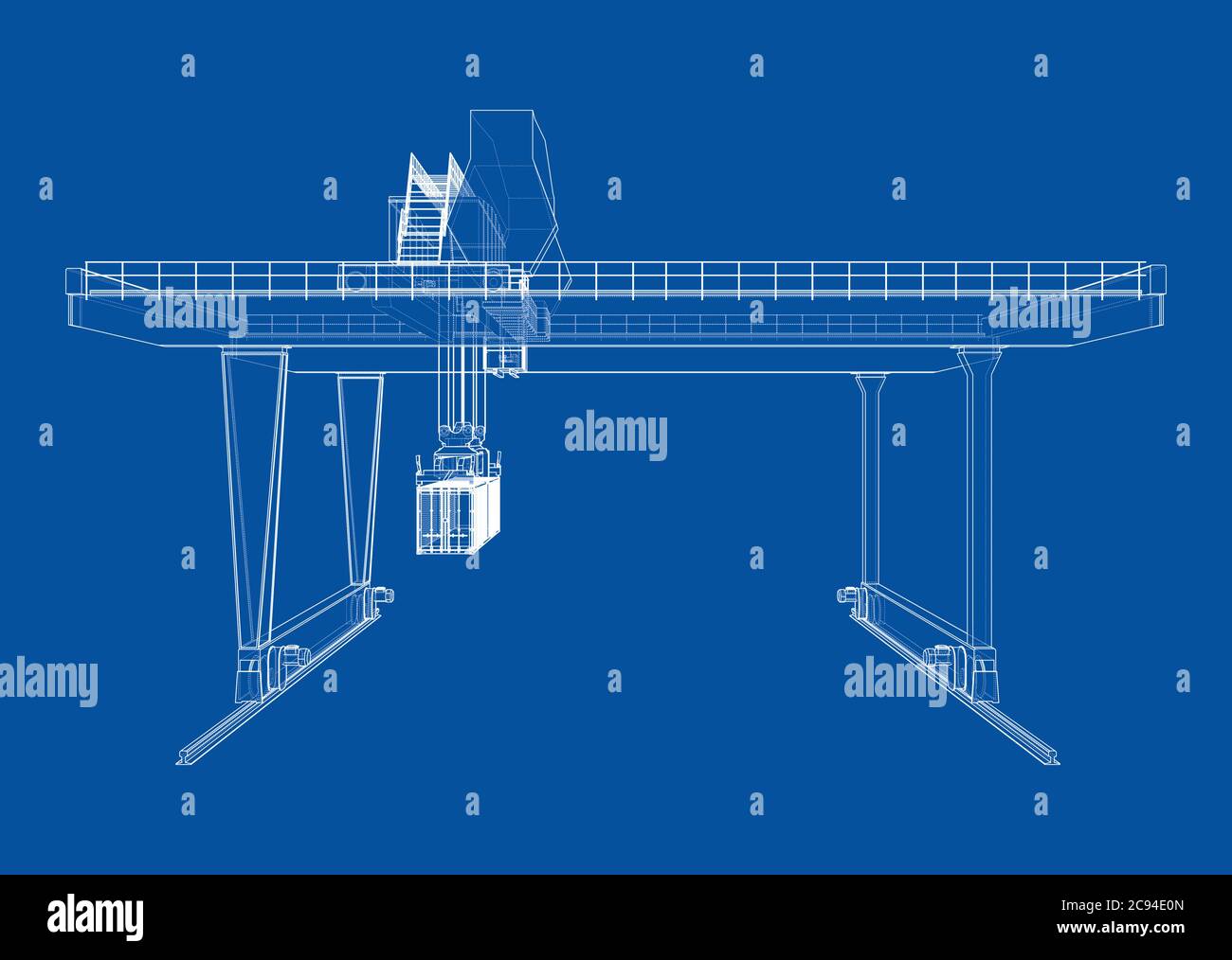 Contour de la grue du conteneur du statif monté sur rail Illustration de Vecteur