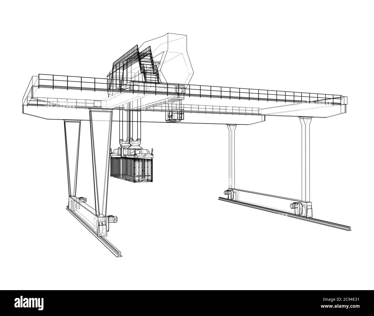 Contour de la grue du conteneur du statif monté sur rail Illustration de Vecteur