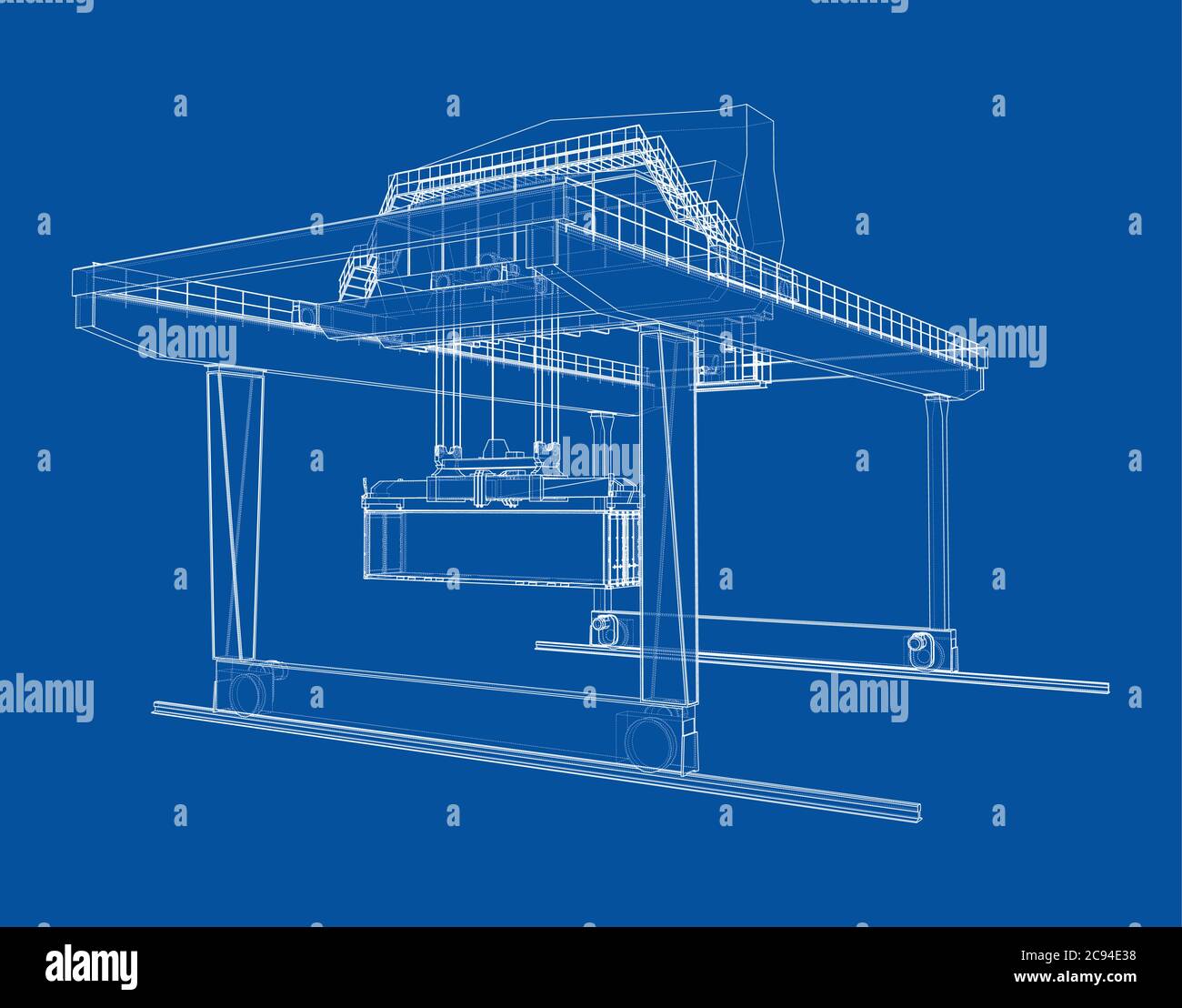 Contour de la grue du conteneur du statif monté sur rail Illustration de Vecteur
