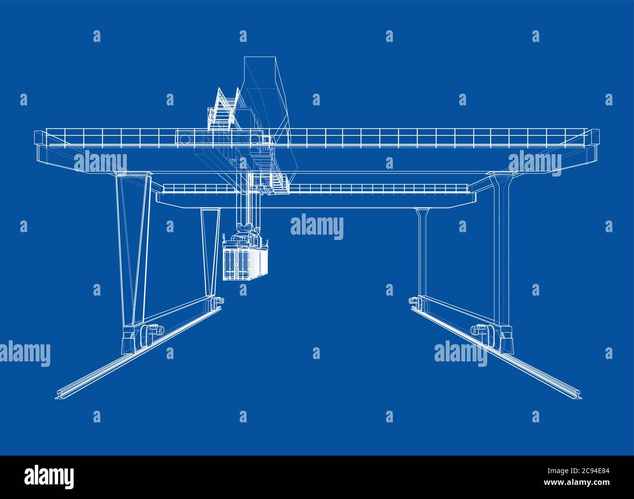 Contour de la grue du conteneur du statif monté sur rail Illustration de Vecteur
