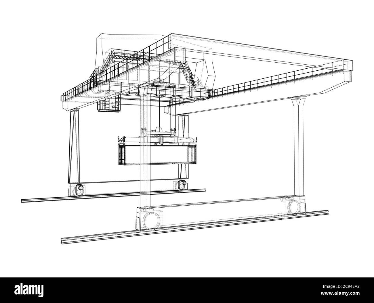 Contour de la grue du conteneur du statif monté sur rail Illustration de Vecteur