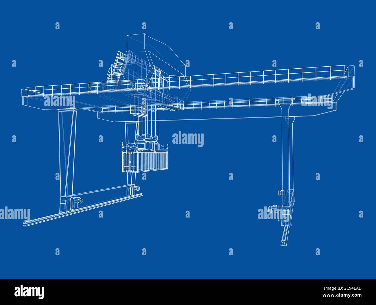 Contour de la grue du conteneur du statif monté sur rail Illustration de Vecteur