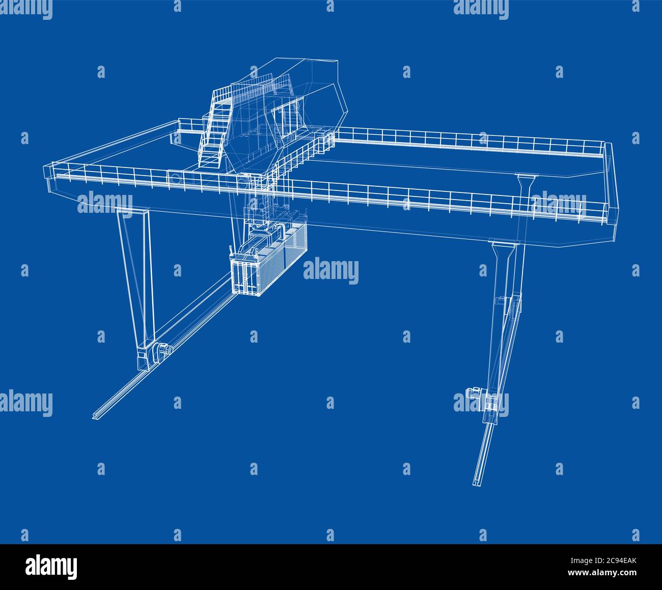 Contour de la grue du conteneur du statif monté sur rail Illustration de Vecteur