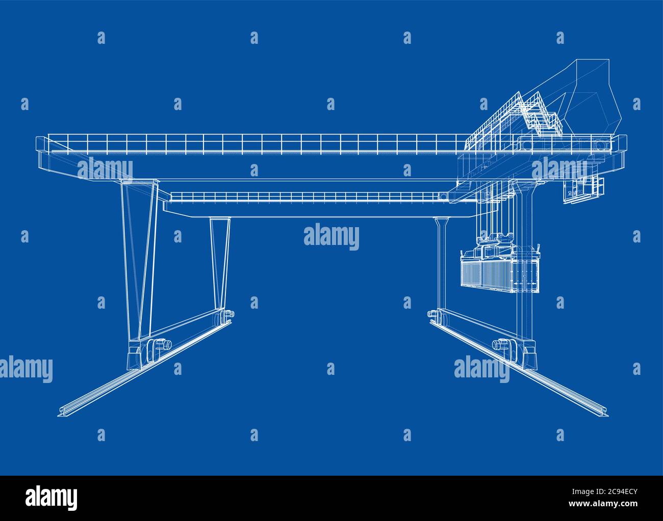 Contour de la grue du conteneur du statif monté sur rail Illustration de Vecteur