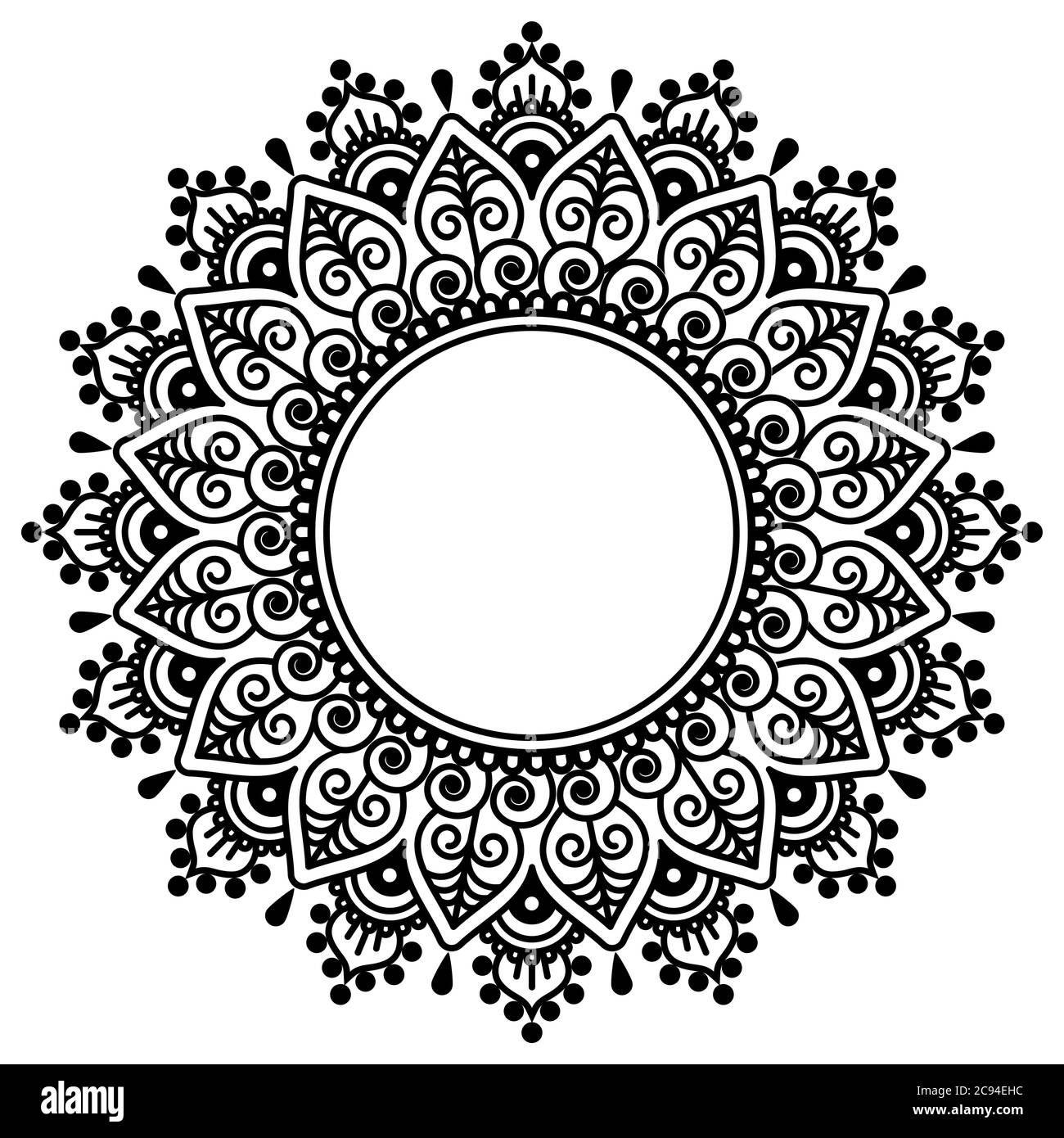 Mehndi Indian henna tatoo vecteur mandala design - modèle géométrique traditionnel populaire en Inde et au Pakistan Illustration de Vecteur