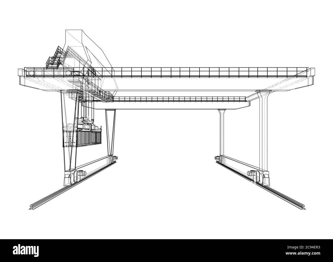 Contour de la grue du conteneur du statif monté sur rail Illustration de Vecteur