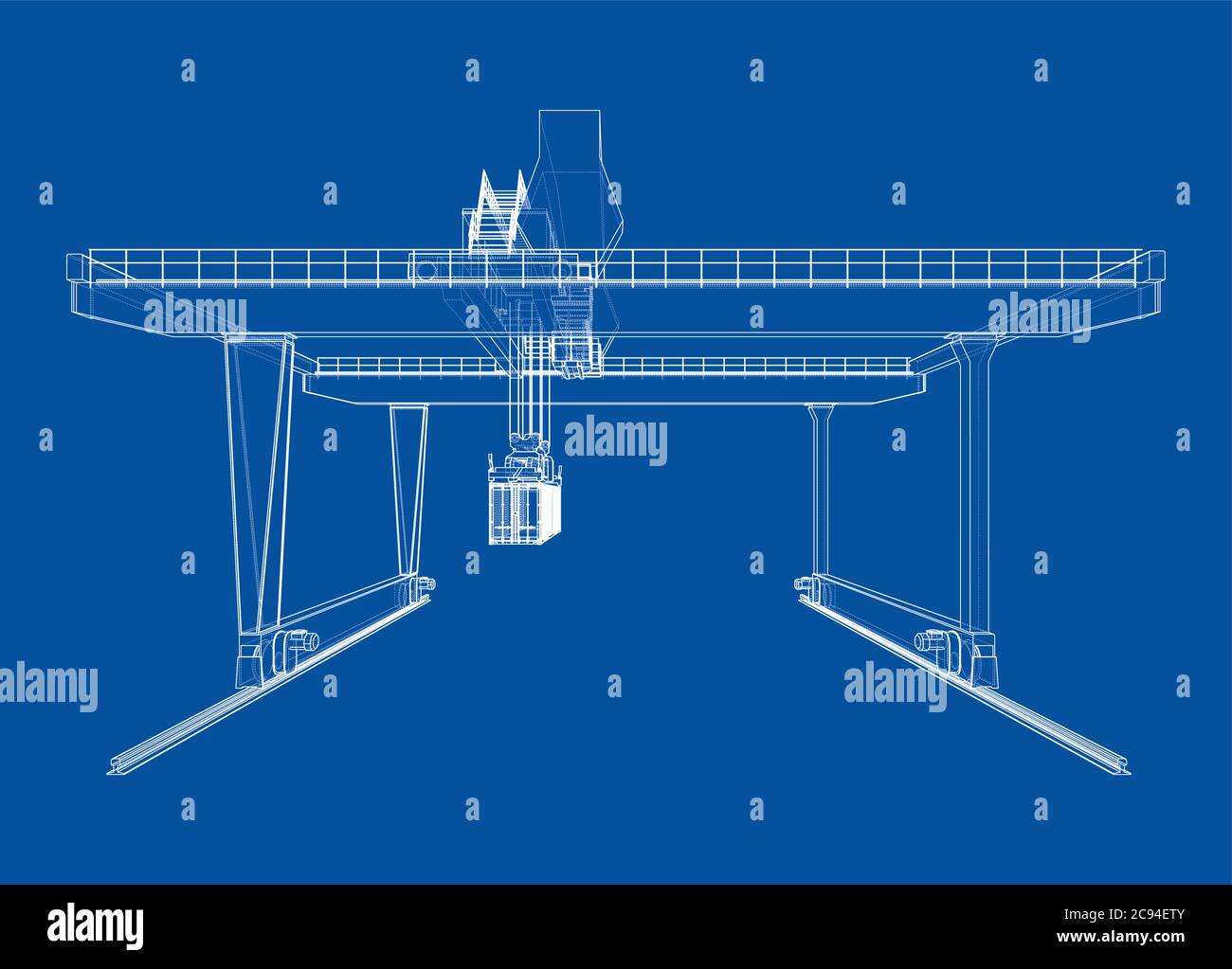 Contour de la grue du conteneur du statif monté sur rail Illustration de Vecteur