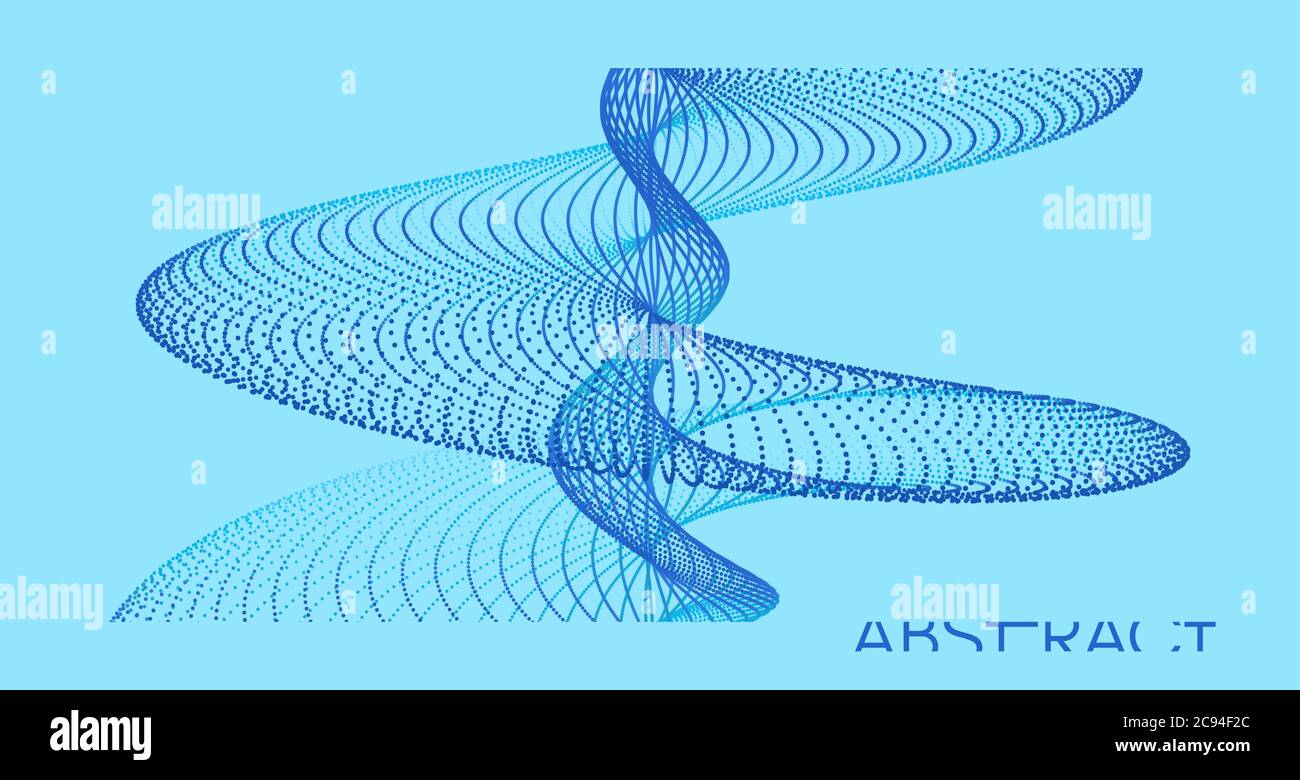 Les ondes sonores. Big la visualisation de données. Tableau avec particules dynamique. Résumé de la conception de la grille. Illustration 3D de vecteur pour la science ou la technologie. Illustration de Vecteur