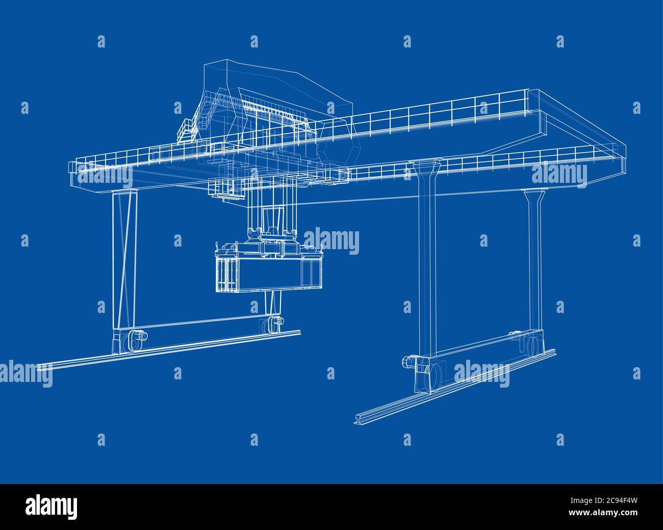 Contour de la grue du conteneur du statif monté sur rail Illustration de Vecteur