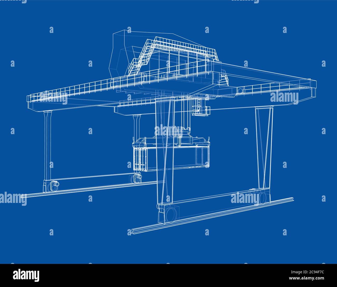Contour de la grue du conteneur du statif monté sur rail Illustration de Vecteur
