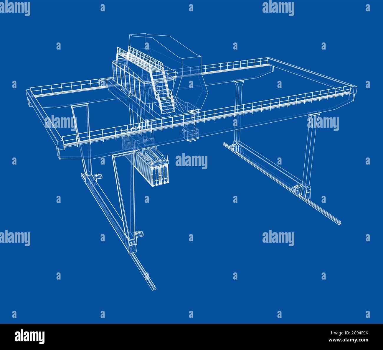 Contour de la grue du conteneur du statif monté sur rail Illustration de Vecteur
