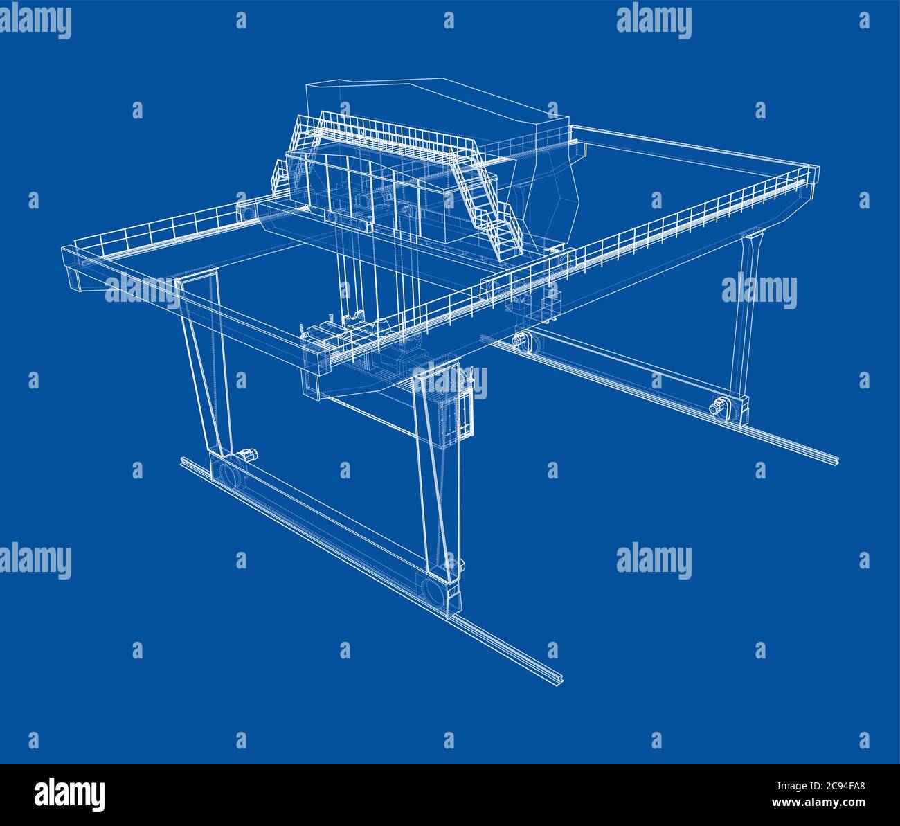 Contour de la grue du conteneur du statif monté sur rail Illustration de Vecteur