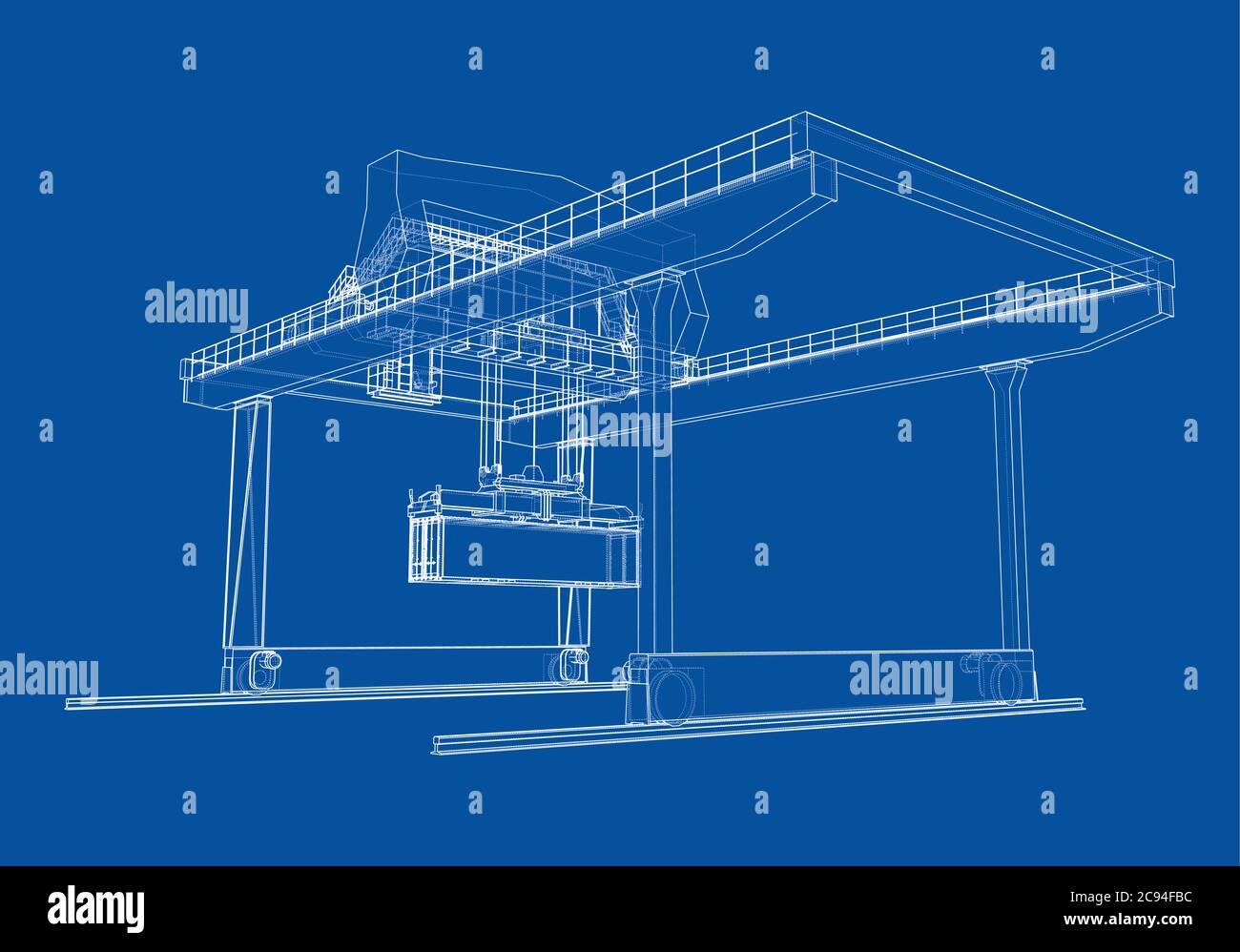 Contour de la grue du conteneur du statif monté sur rail Illustration de Vecteur