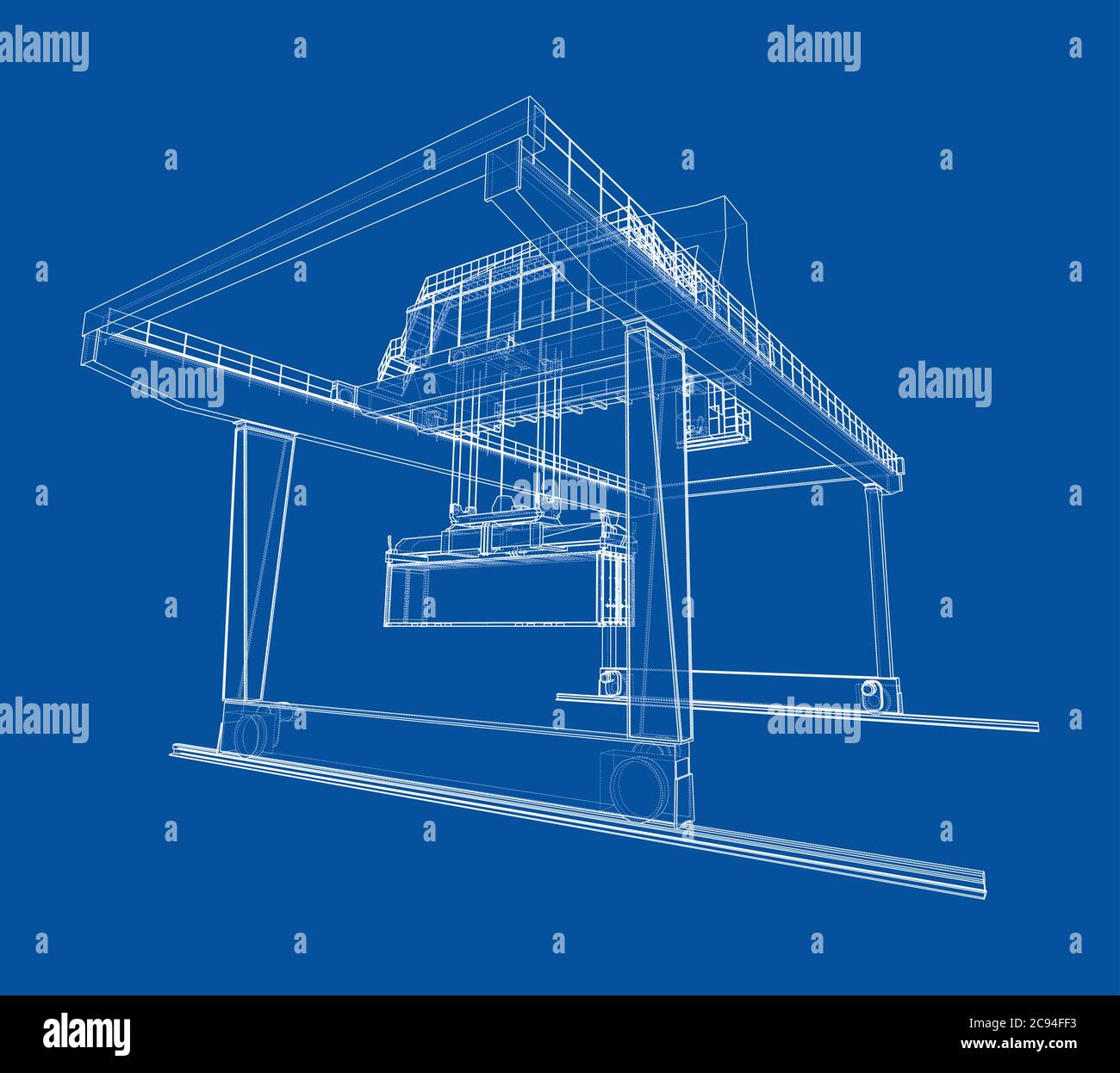 Contour de la grue du conteneur du statif monté sur rail Illustration de Vecteur