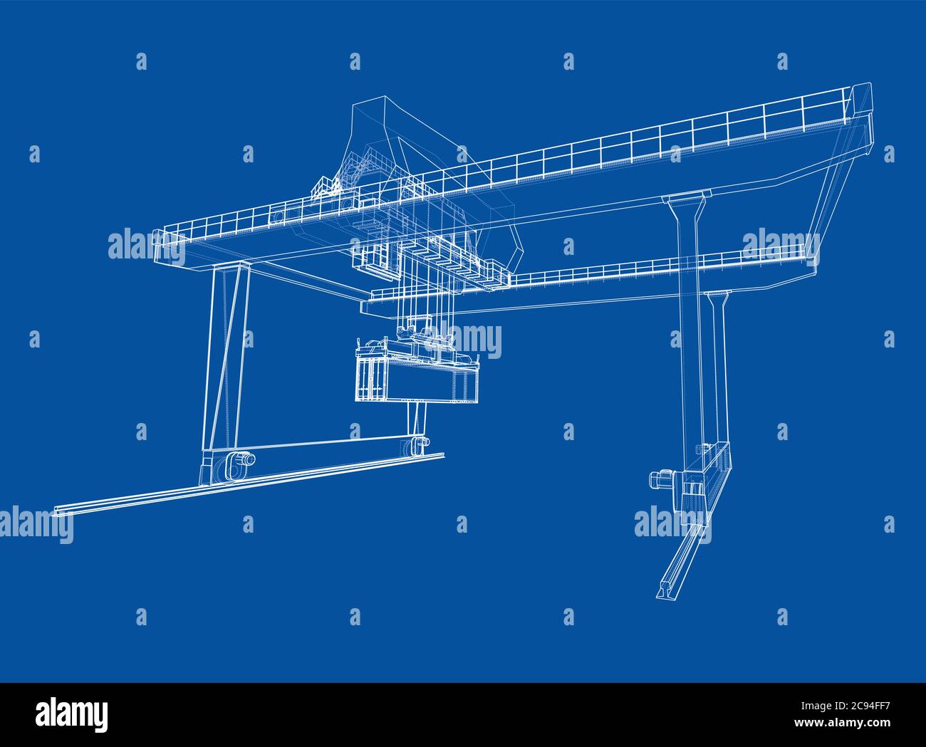 Contour de la grue du conteneur du statif monté sur rail Illustration de Vecteur