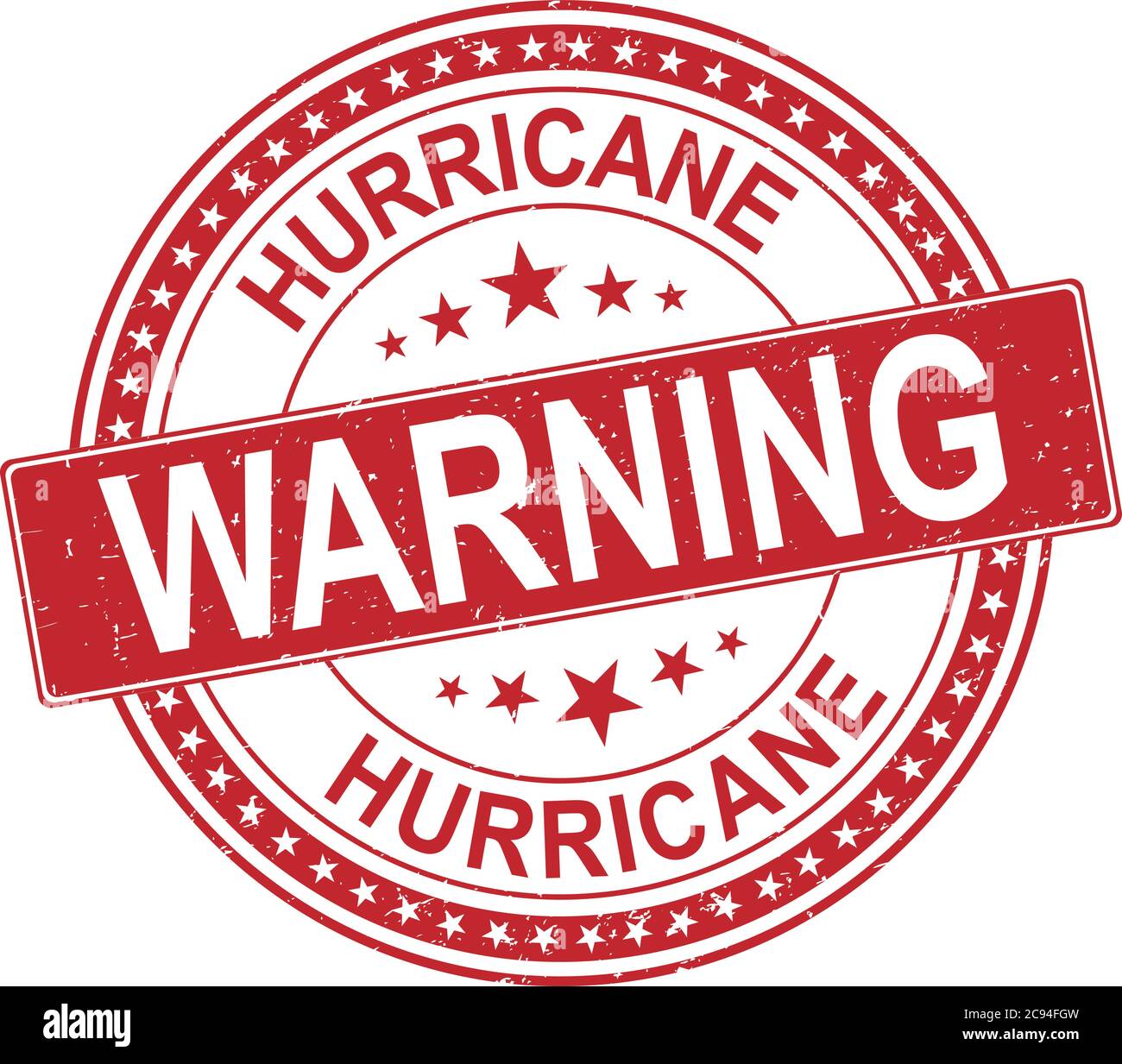Texte du timbre rouge rond Hurricane sur fond blanc Illustration de Vecteur