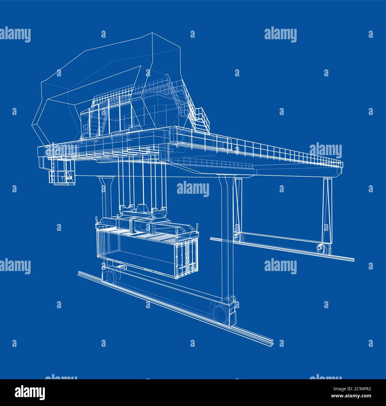 Contour de la grue du conteneur du statif monté sur rail Illustration de Vecteur