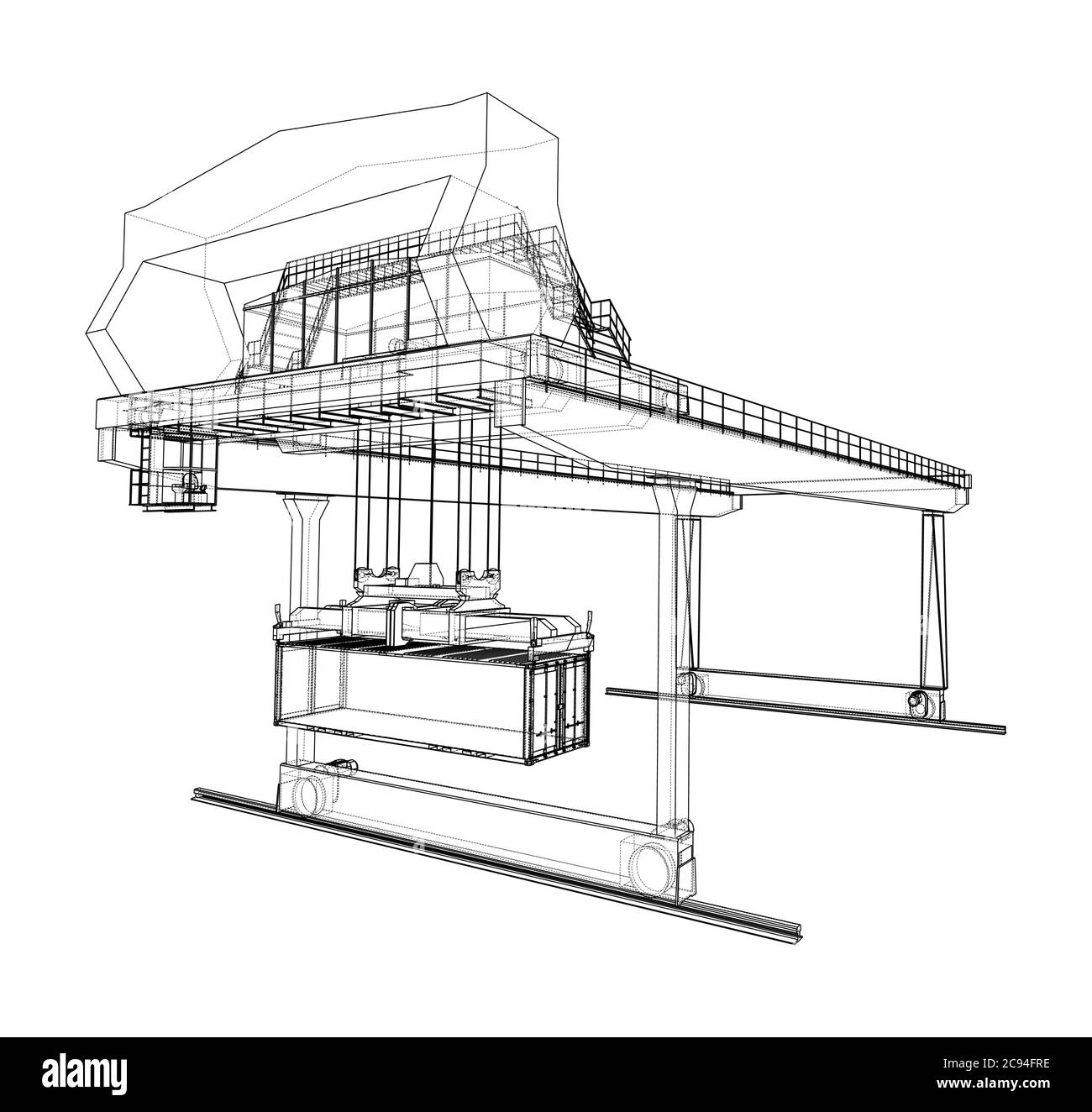 Contour de la grue du conteneur du statif monté sur rail Illustration de Vecteur