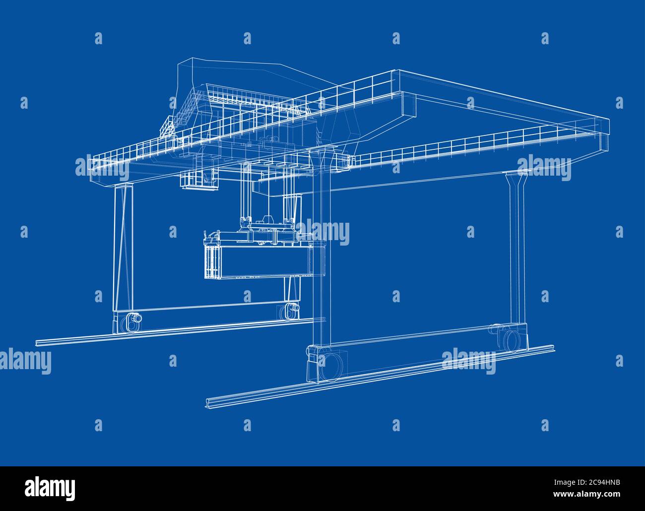 Contour de la grue du conteneur du statif monté sur rail Illustration de Vecteur