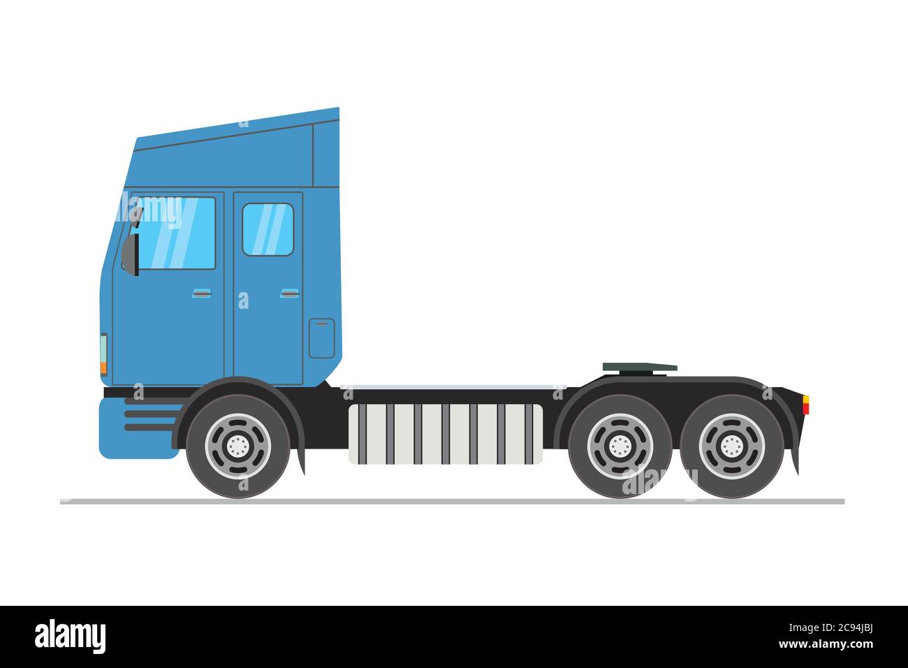 Grand semi-camion bleu et noir.isolé sur fond blanc, illustration à la mode Vector Flat. Illustration de Vecteur