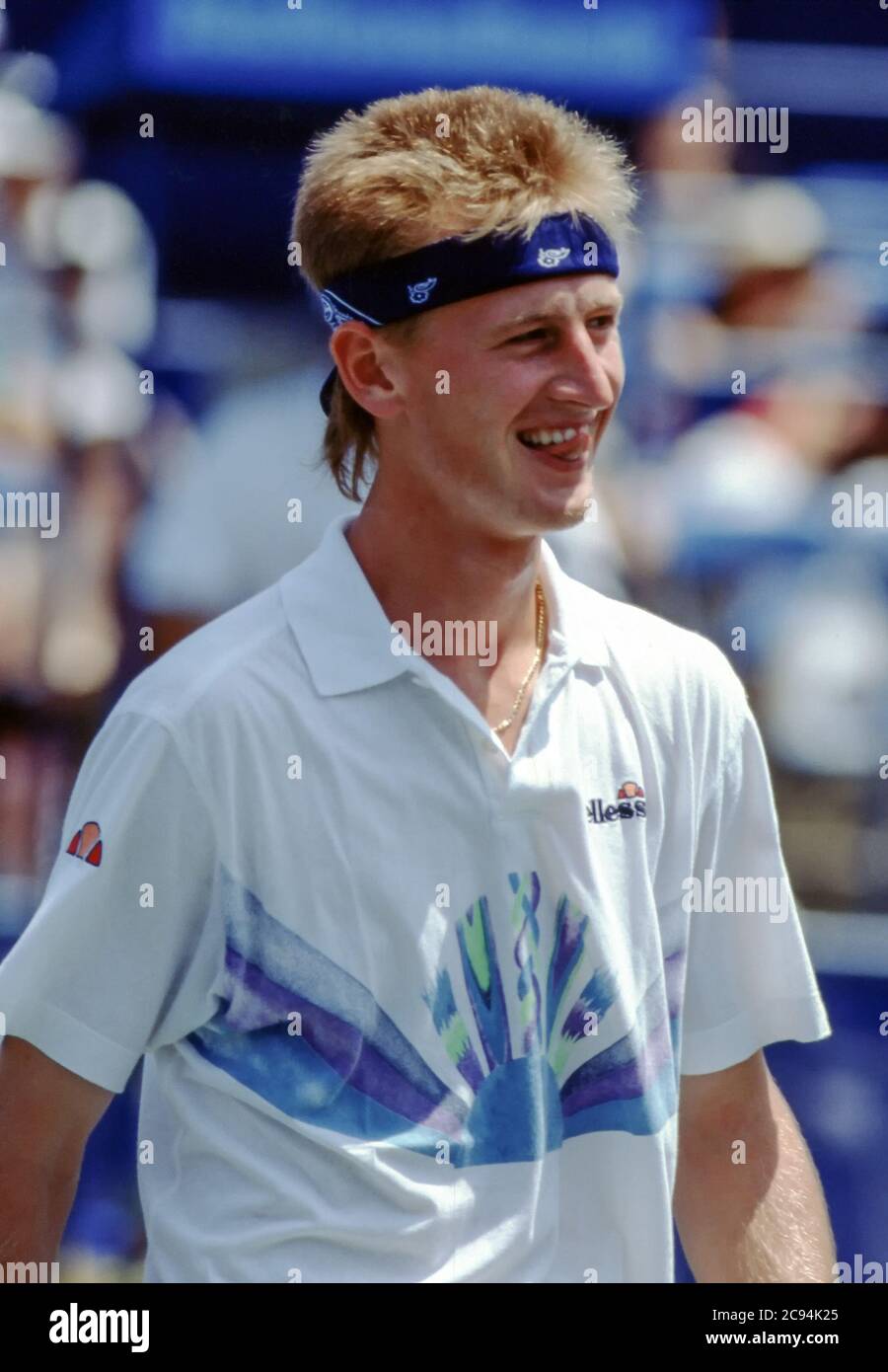 Le joueur de tennis Peter Korda pendant un match. Banque D'Images