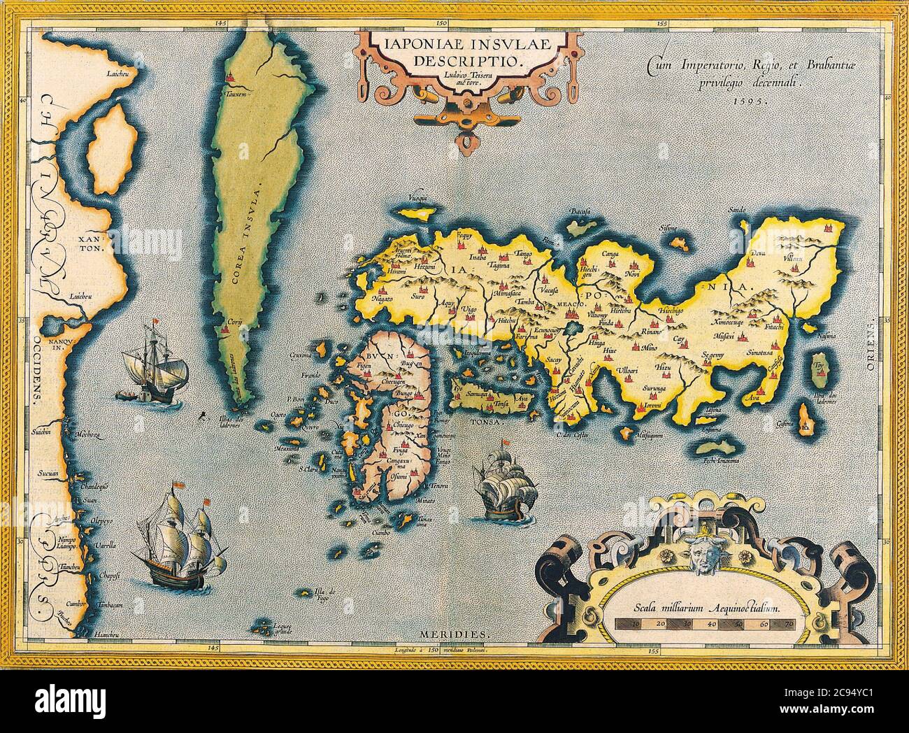 Carte du Japon par Luís Teixeira. Vers 1590. Publié sur 'Théâtre de l'Orbe du monde' par Abraham Ortelius (1527 - 1598 ) . La première édition a été publiée le 1570, Collection privée. Banque D'Images