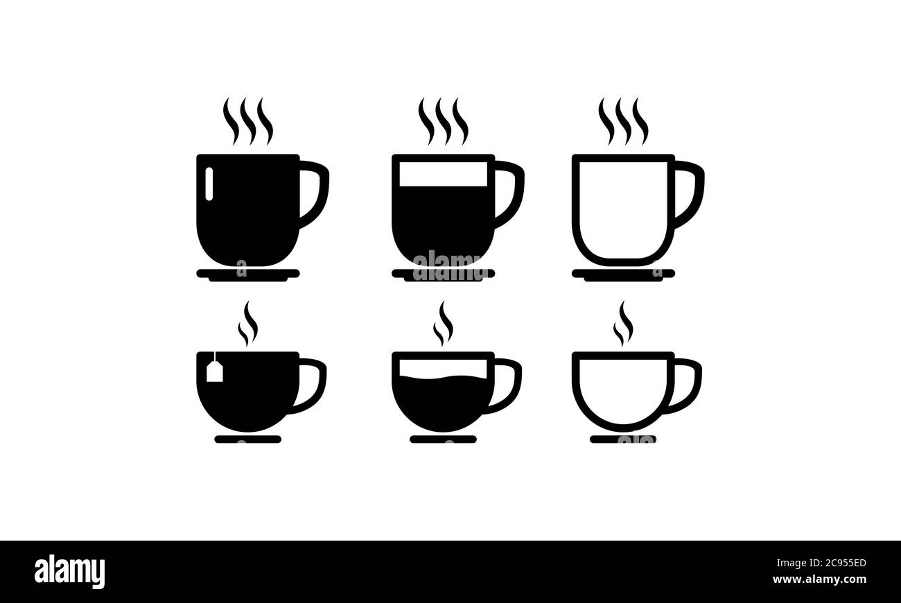 Ensemble d'icônes de tasse à café. Vecteur sur fond blanc isolé. SPE 10 Illustration de Vecteur