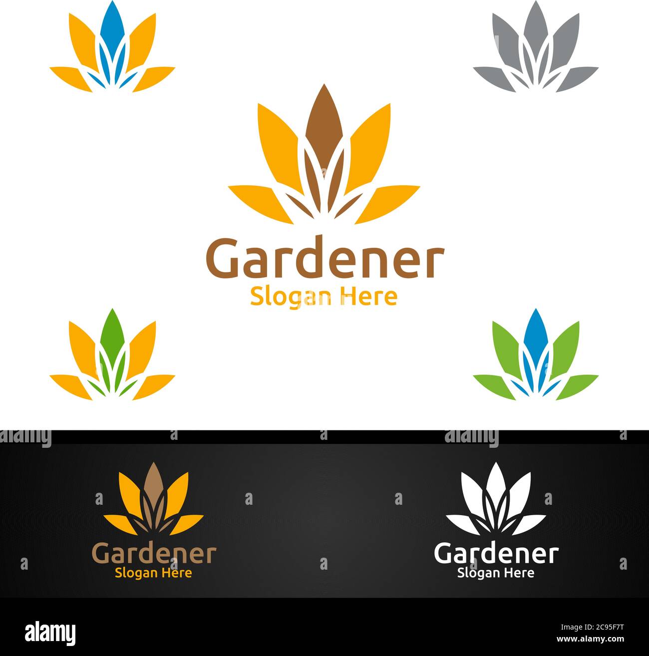 Logo du jardinier avec Green Garden Environment ou Botanical Agriculture Design Illustration de Vecteur