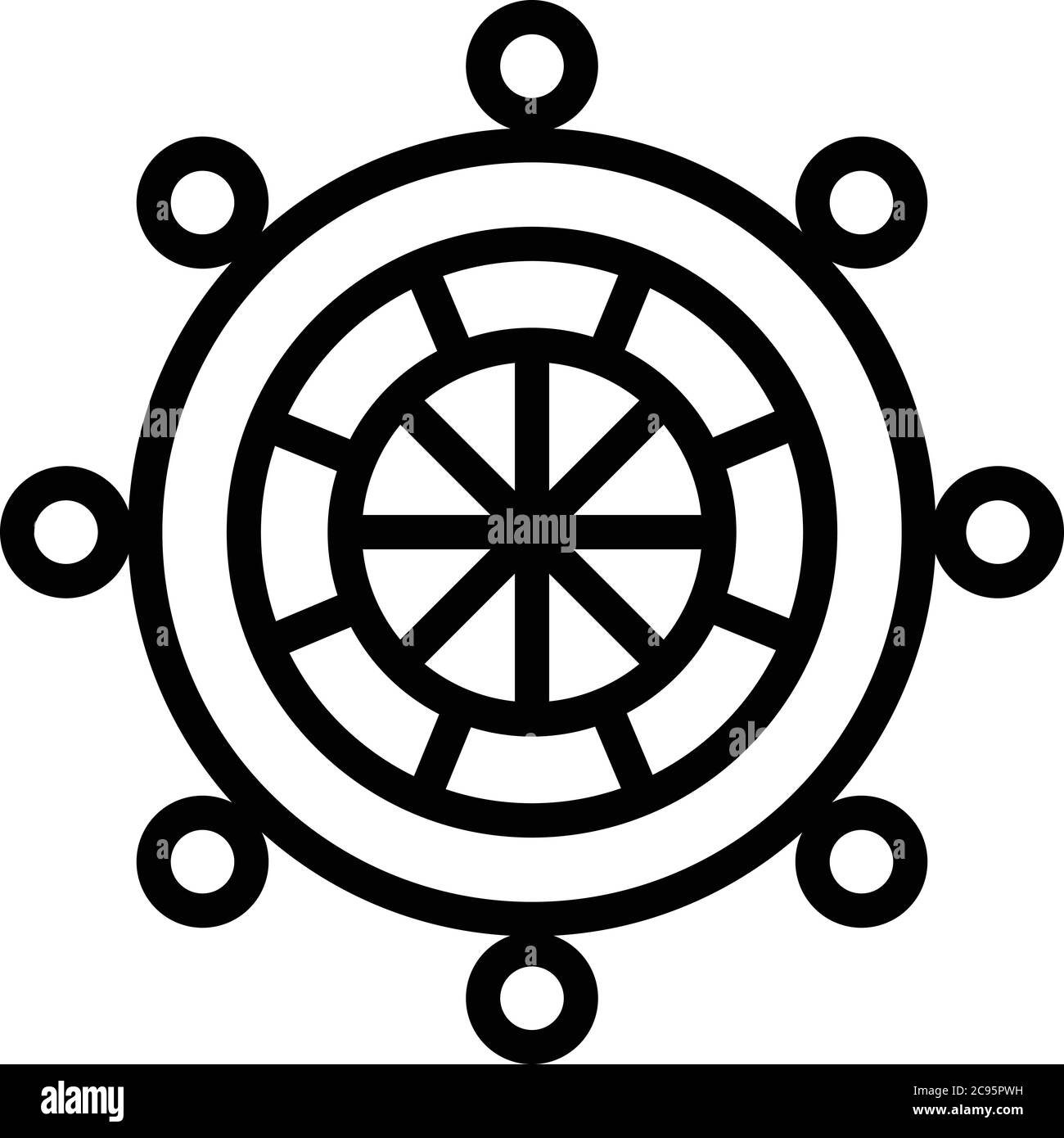 Roue de navire, l'icône de style contour Illustration de Vecteur