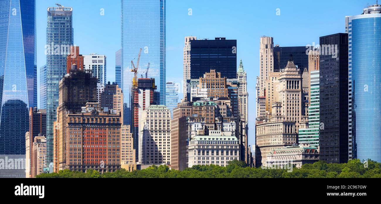 Vue panoramique de Manhattan architecture diversifiée, New York City, États-Unis. Banque D'Images