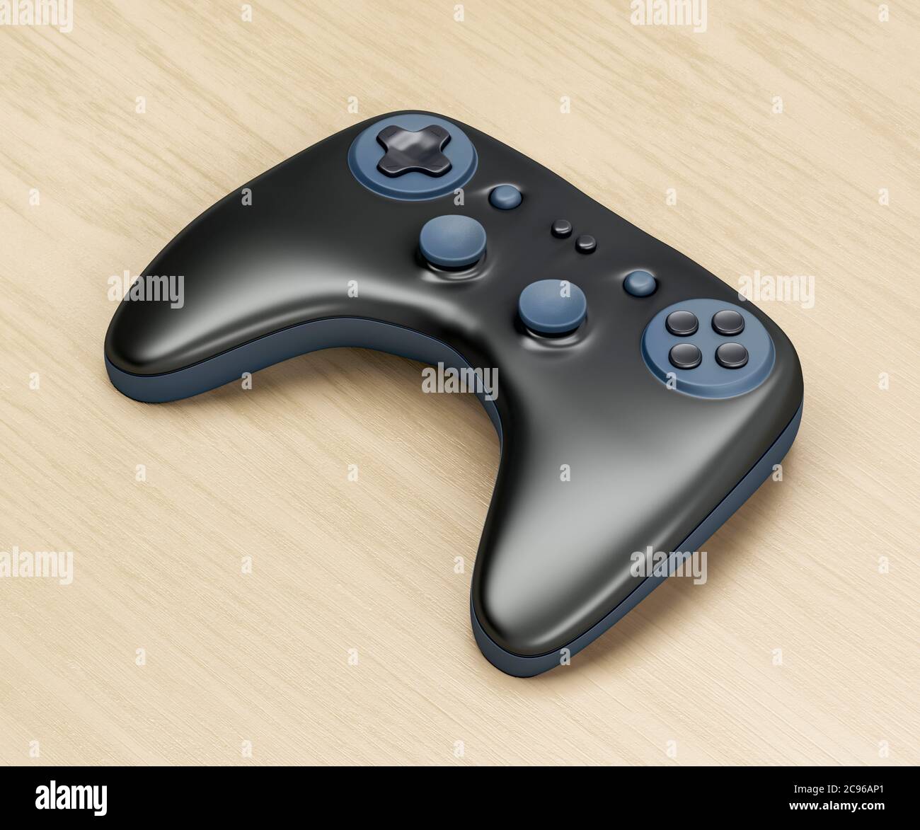 Manette de jeux sans fil sur un bureau en bois Banque D'Images