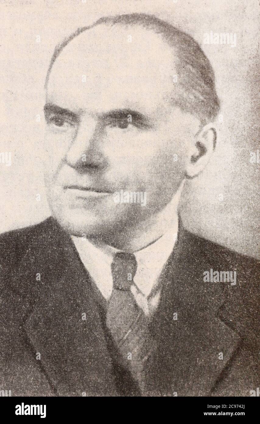 William Gallacher (1881-1965) était un syndicaliste écossais, militant et communiste. Il a été l'un des principaux personnages du mouvement des délégués syndicaux de la guerre de Glasgow (période du 'Red Clydeside') et un membre fondateur du Parti communiste de Grande-Bretagne. Il a occupé deux mandats à la Chambre des communes en tant que dernier député communiste. Banque D'Images