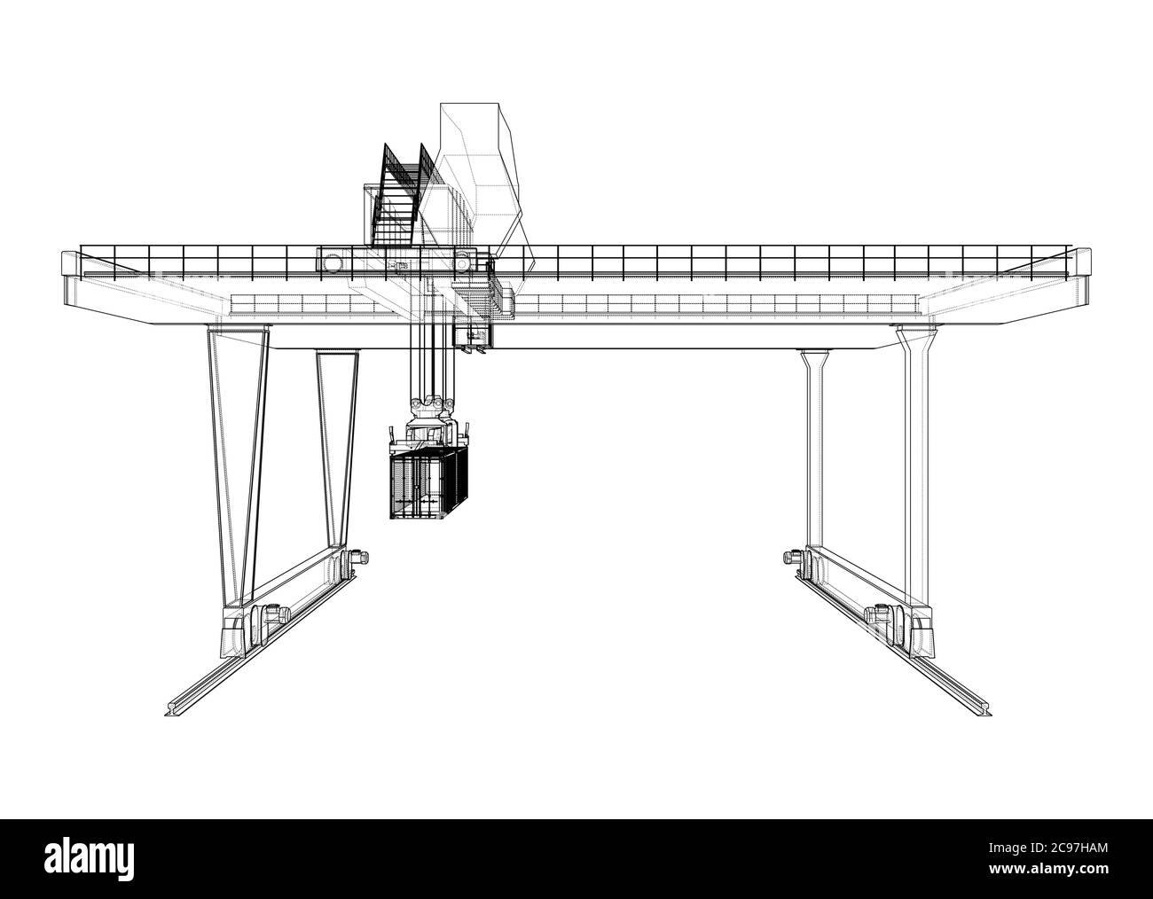 Contour de la grue du conteneur du statif monté sur rail Illustration de Vecteur
