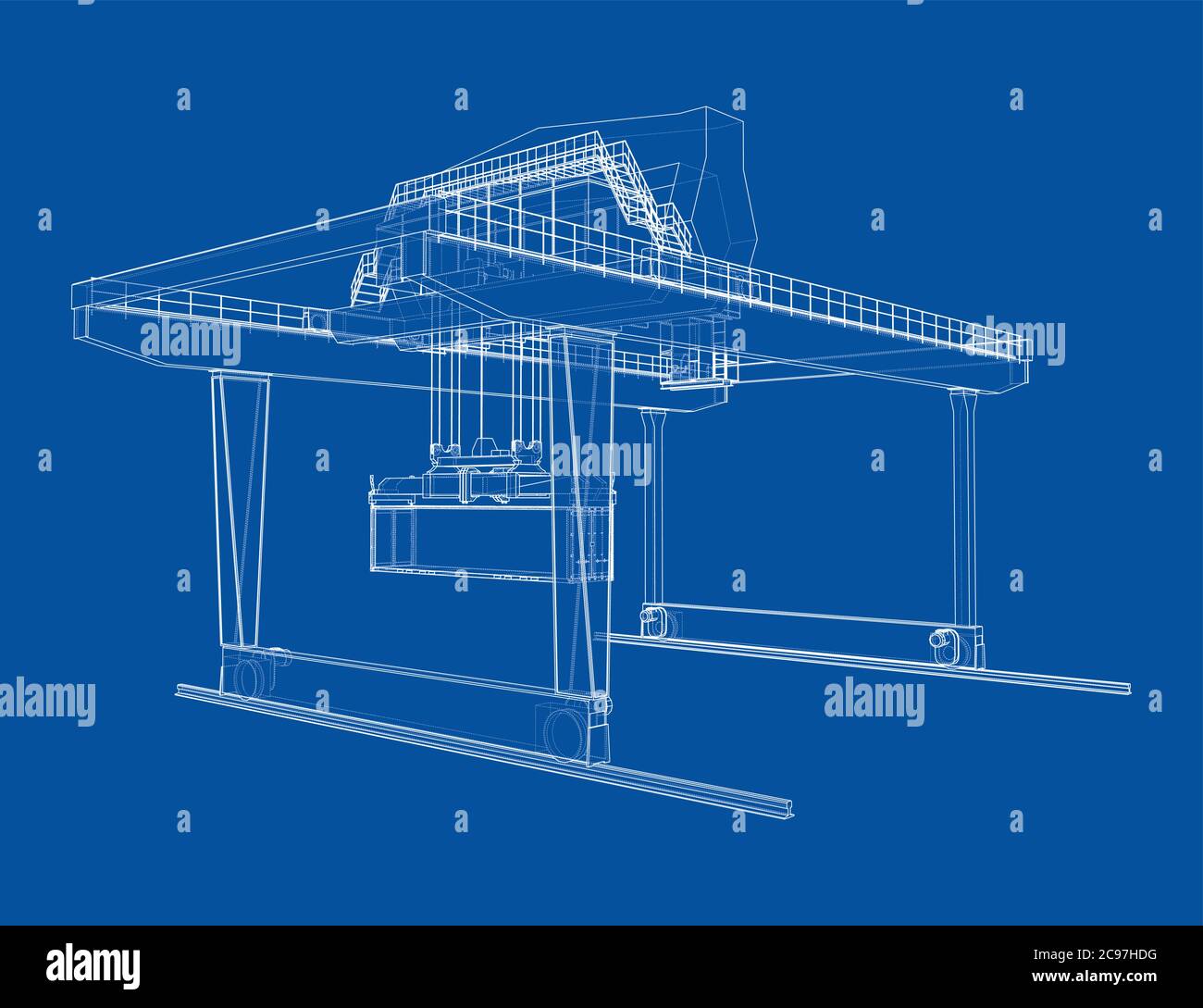 Contour de la grue du conteneur du statif monté sur rail Illustration de Vecteur