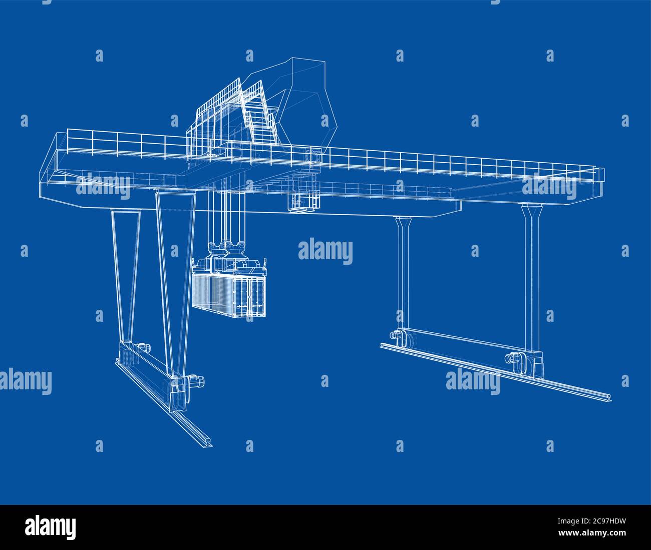 Contour de la grue du conteneur du statif monté sur rail Illustration de Vecteur
