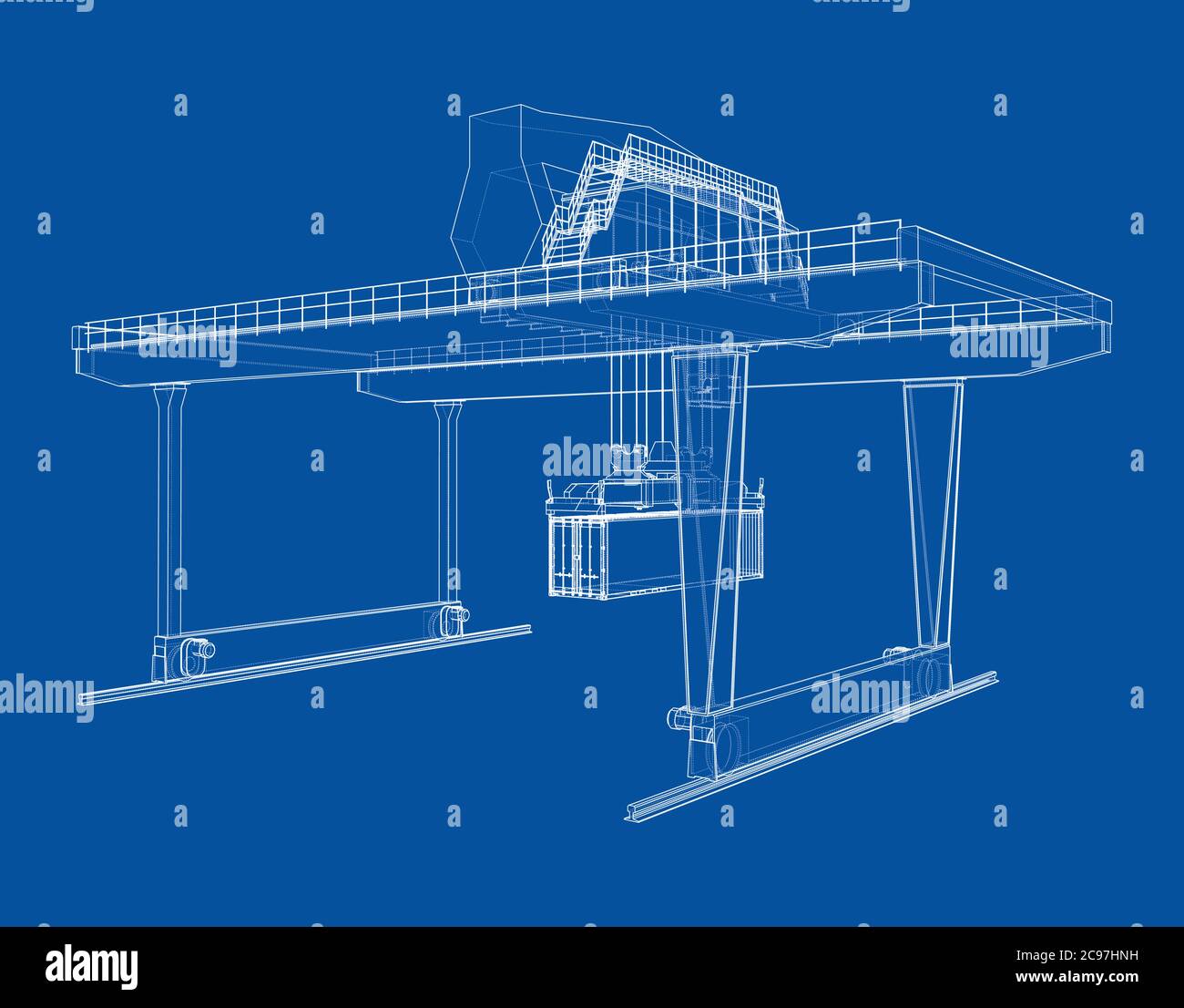 Contour de la grue du conteneur du statif monté sur rail Illustration de Vecteur