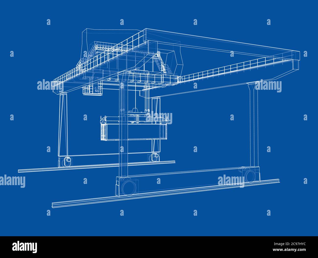 Contour de la grue du conteneur du statif monté sur rail Illustration de Vecteur