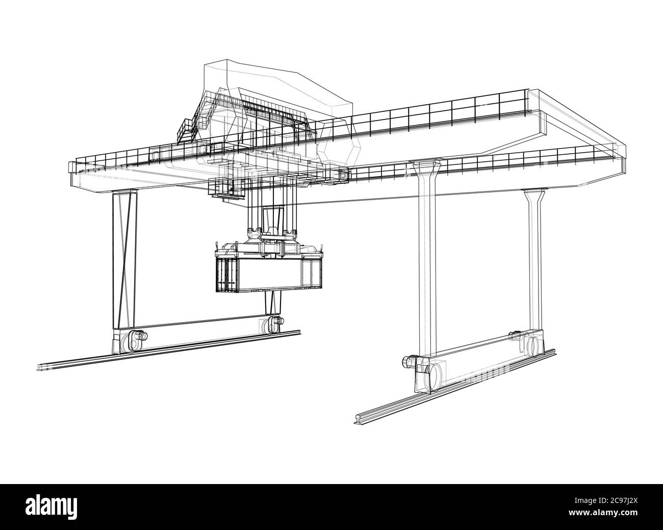 Contour de la grue du conteneur du statif monté sur rail Illustration de Vecteur
